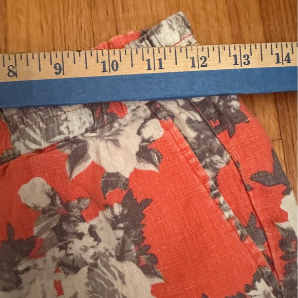 Kut from the Kloth Coral Floral Linen Shorts Elastic Waist Size 4 (n) - Picture 11 of 13